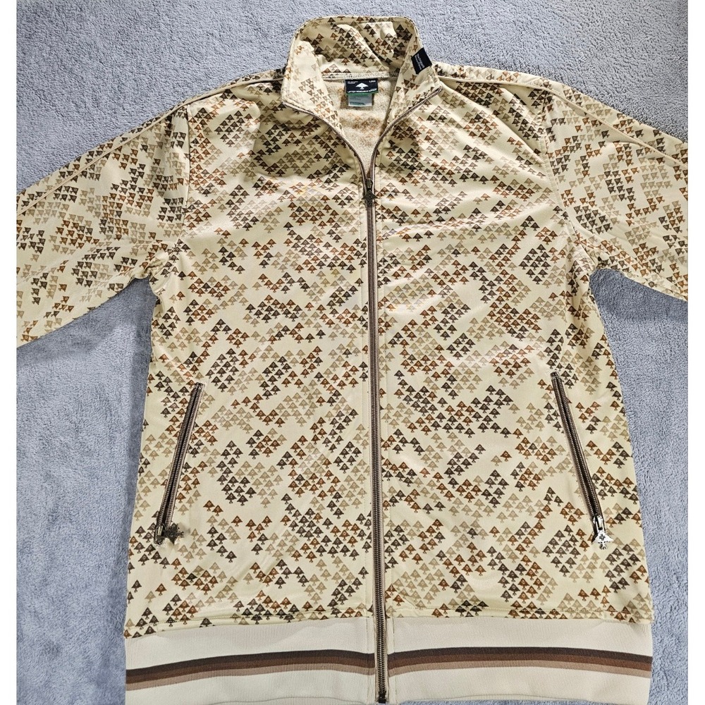 Vintage LRG Lifted Research Group Track Jacket Tan Brown All Over Print Size M - Picture 10 of 12
